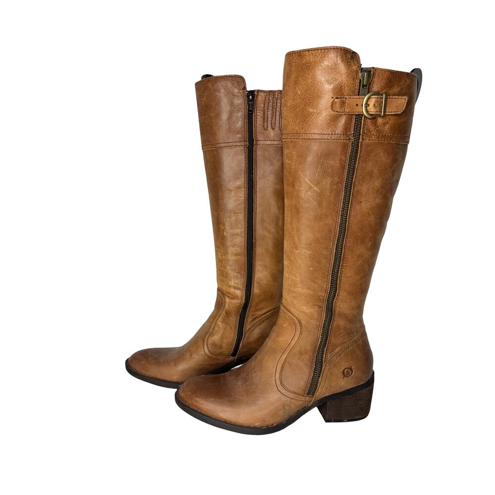 Born Fannar Brown Leather Knee High Riding Boots Size 6.5 - Picture 3 of 6
